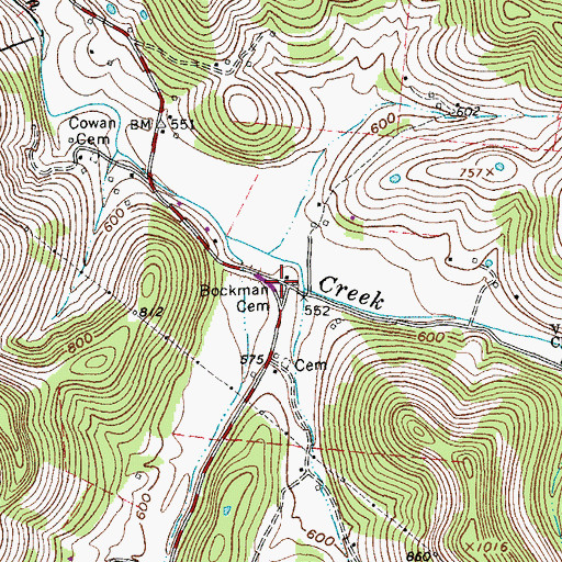 Topographic Map of Bockman Cemetery, TN