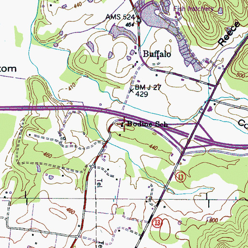 Topographic Map of Bodine School, TN