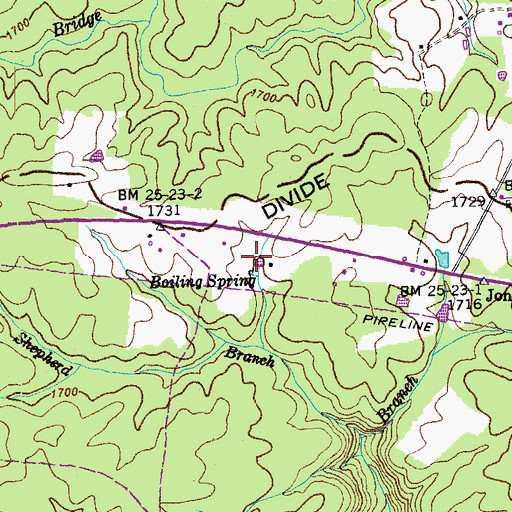 Topographic Map of Boiling Spring, TN