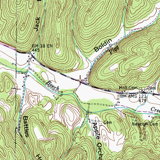 Topographic Map of Boldin Hollow, TN