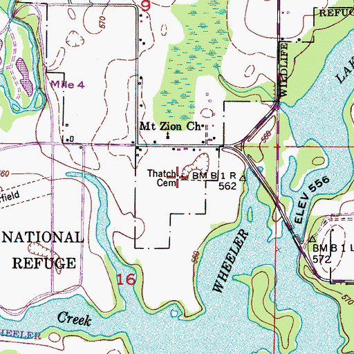 Topographic Map of Thatch Cemetery, AL