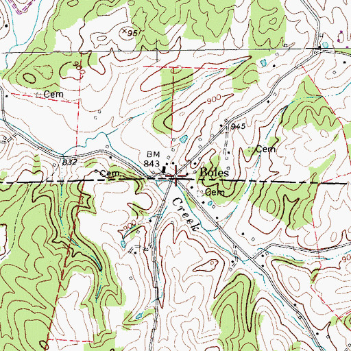 Topographic Map of Boles, TN