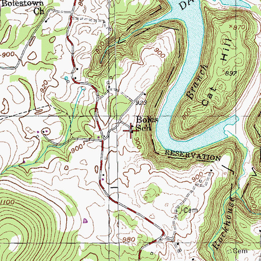 Topographic Map of Boles School, TN