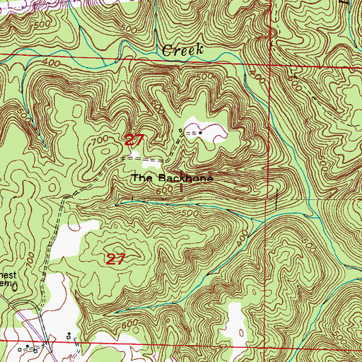 Topographic Map of The Backbone, AL