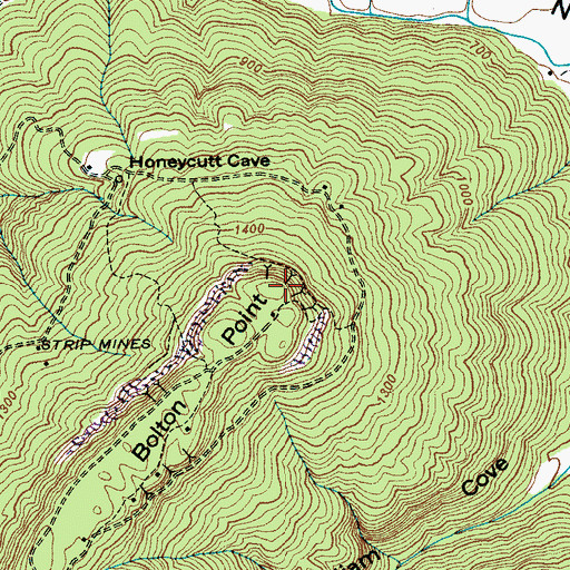 Topographic Map of Bolton Point, TN