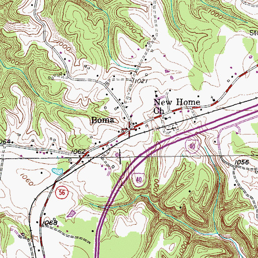 Topographic Map of Boma, TN