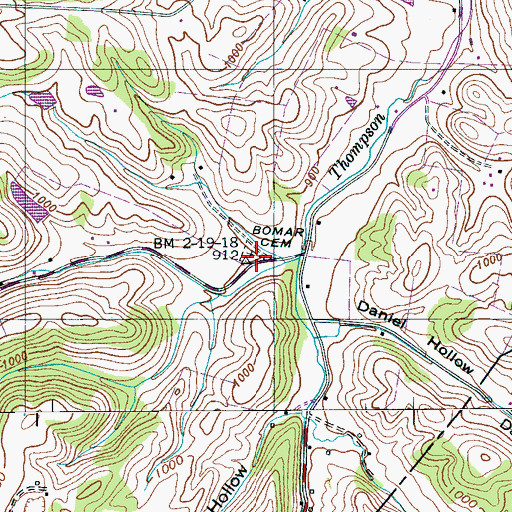 Topographic Map of Bomar Cemetery, TN