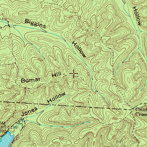 Topographic Map of Bomar Hill, TN