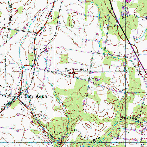 Topographic Map of Bon Aqua Church, TN