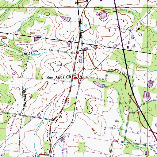 Topographic Map of Bon Aqua Church, TN