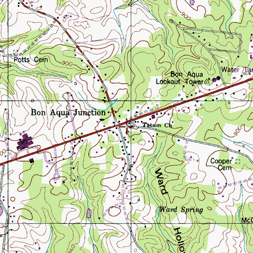 Topographic Map of Bon Aqua Junction, TN