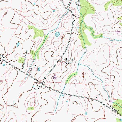 Topographic Map of Bond Cemetery, TN