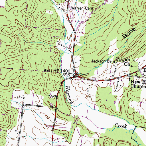 Topographic Map of Bone Hollow, TN