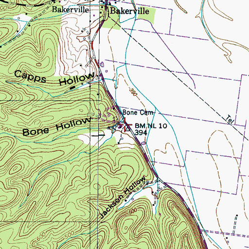 Topographic Map of Bone Hollow, TN