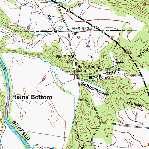 Topographic Map of Bone Spring Hollow, TN