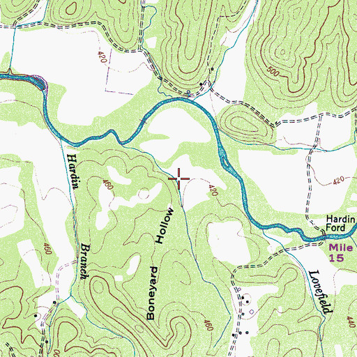 Topographic Map of Boneyard Hollow, TN