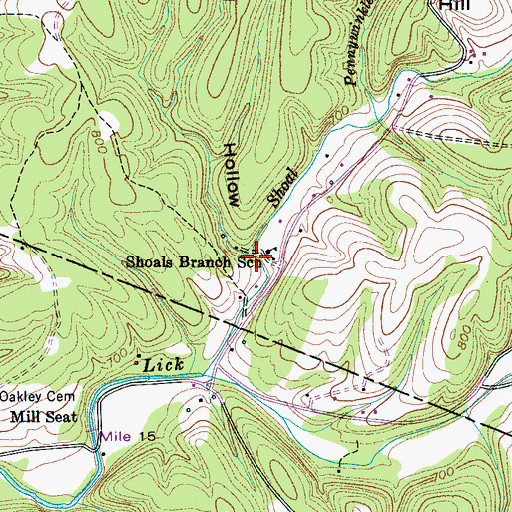 Topographic Map of Boneyard Hollow, TN