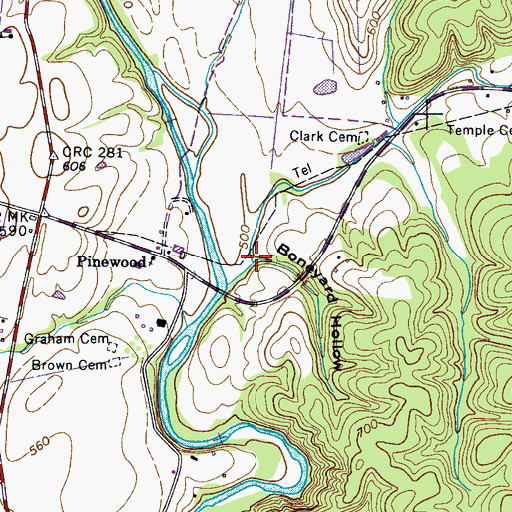 Topographic Map of Boneyard Hollow, TN