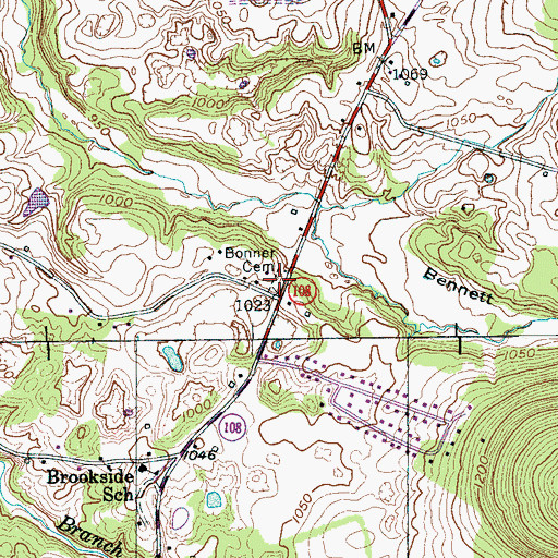 Topographic Map of Bonner Cemetery, TN