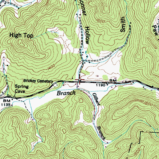 Topographic Map of Bonner Hollow, TN