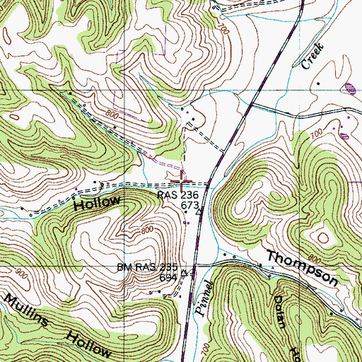 Topographic Map of Bonner Hollow, TN