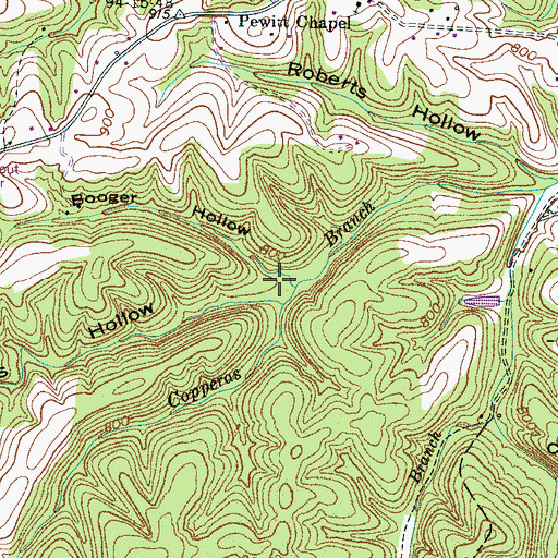 Topographic Map of Booger Hollow, TN