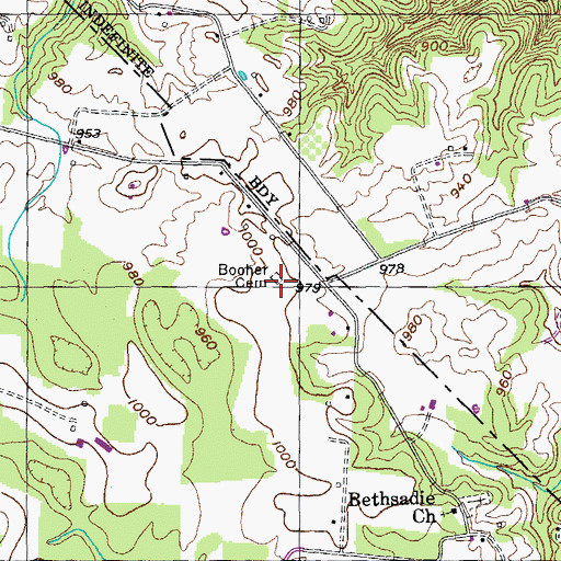 Topographic Map of Booher Cemetery, TN