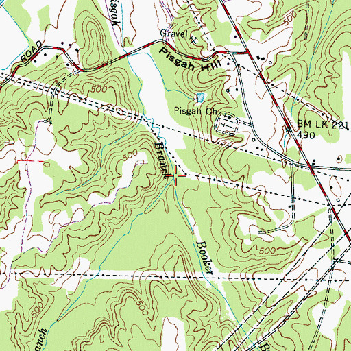 Topographic Map of Booker Branch, TN