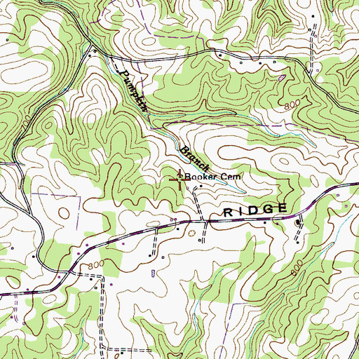 Topographic Map of Booker Cemetery, TN
