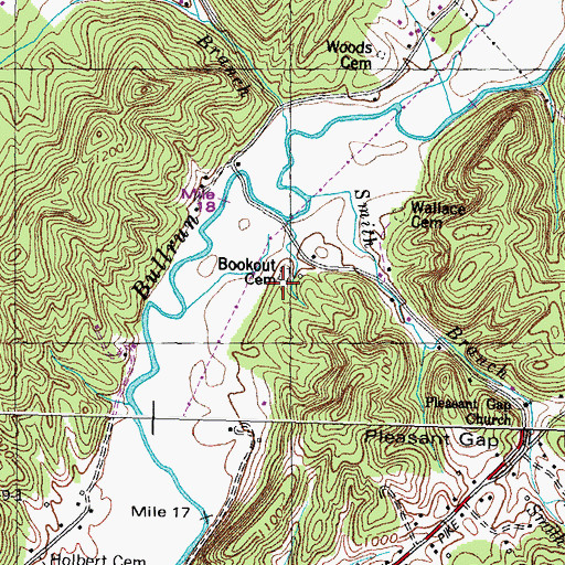 Topographic Map of Bookout Cemetery, TN