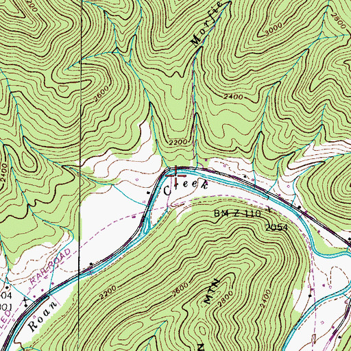 Topographic Map of Boone Branch, TN