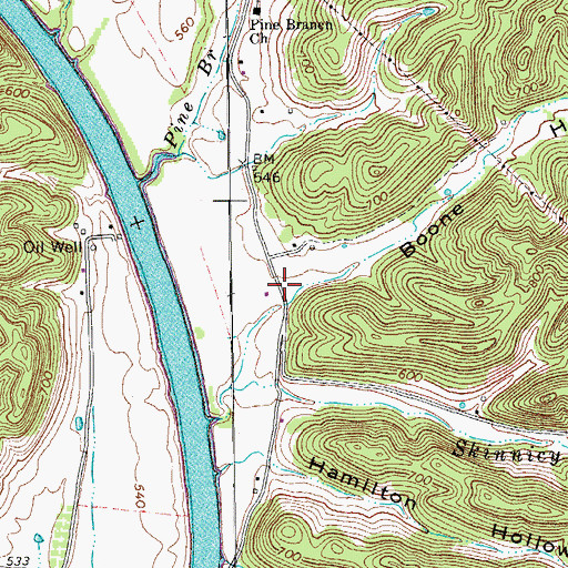 Topographic Map of Boone Hollow, TN