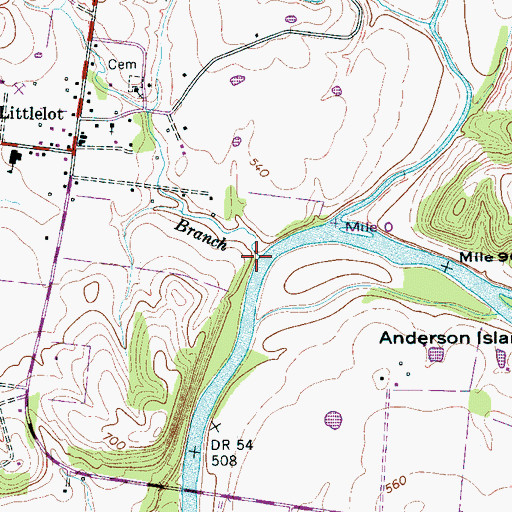 Topographic Map of Boot Branch, TN