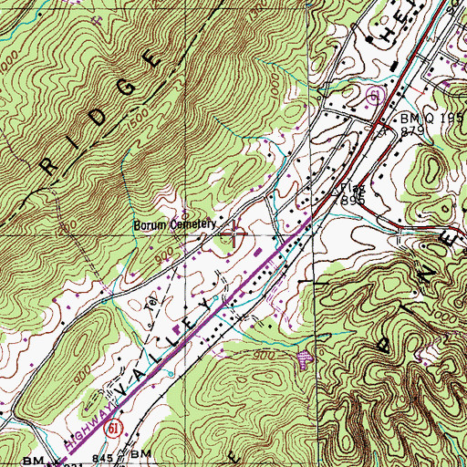 Topographic Map of Borum Cemetery, TN
