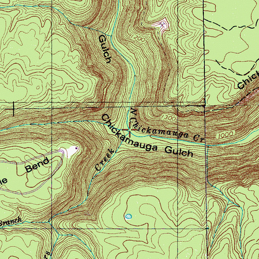 Topographic Map of Boston Branch, TN