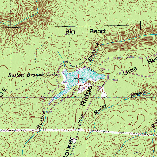 Topographic Map of Boston Branch Lake, TN