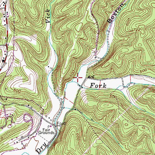 Topographic Map of Boston Hollow, TN