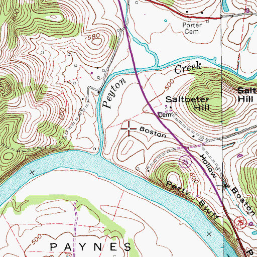 Topographic Map of Boston Hollow, TN