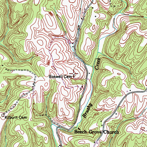 Topographic Map of Boswell Cemetery, TN