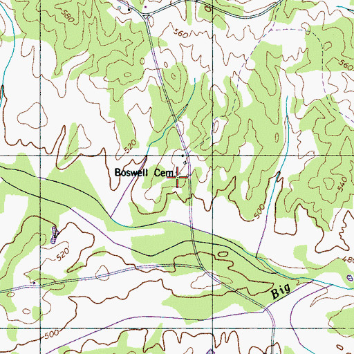 Topographic Map of Boswell Cemetery, TN