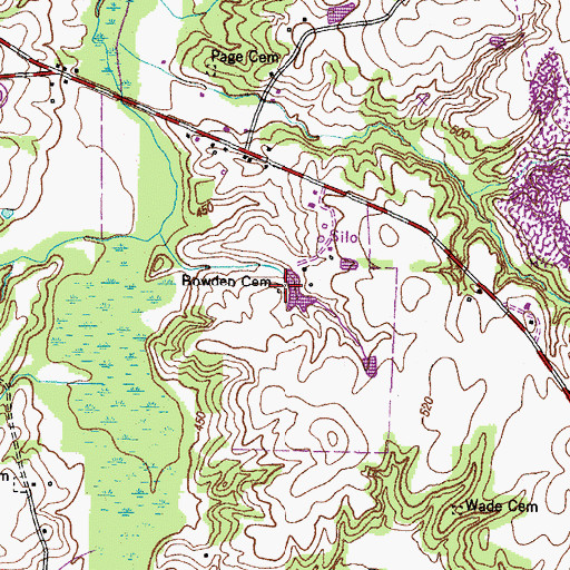 Topographic Map of Bowden Cemetery, TN
