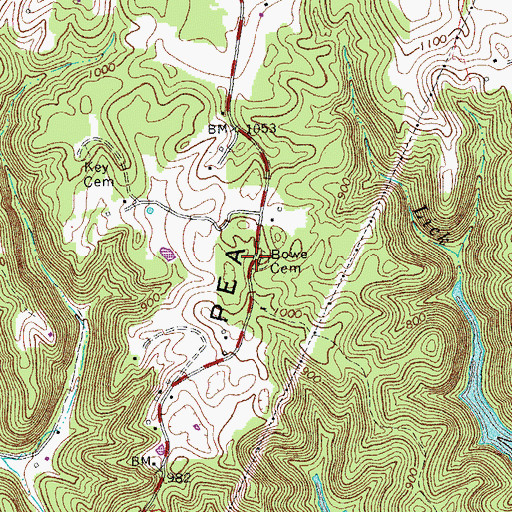 Topographic Map of Bowe Cemetery, TN