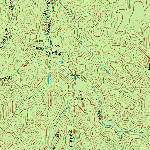 Topographic Map of Bower Creek, TN