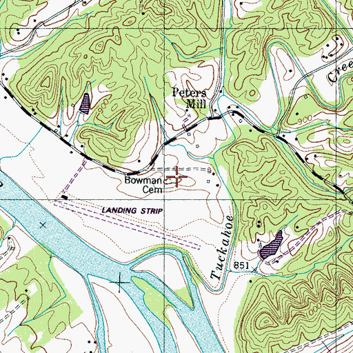 Topographic Map of Bowman Cemetery, TN