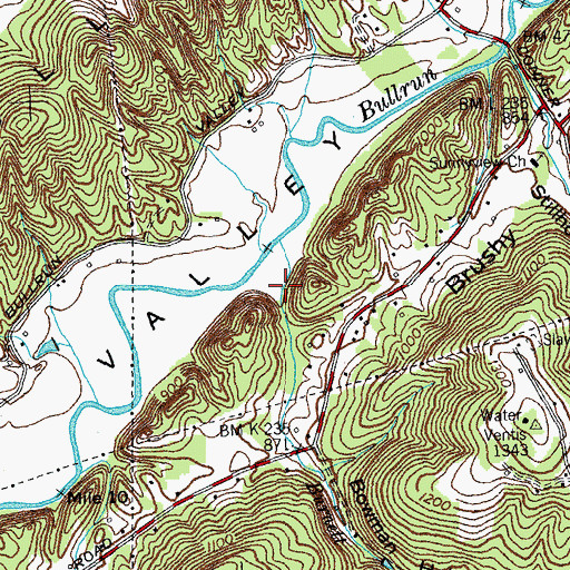 Topographic Map of Bowman Hollow, TN