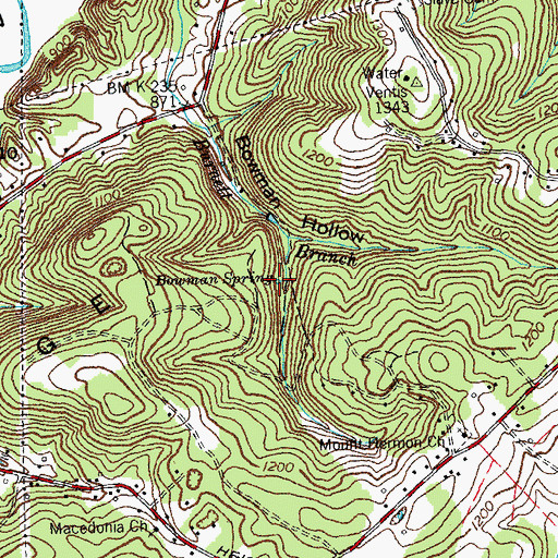 Topographic Map of Bowman Spring, TN