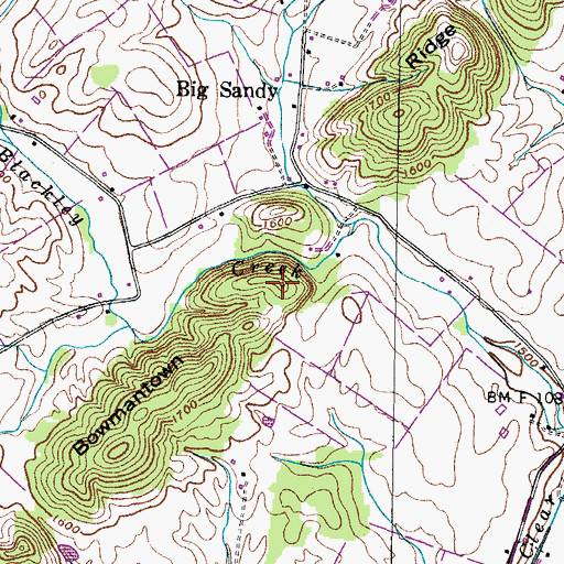 Topographic Map of Bowmantown Ridge, TN