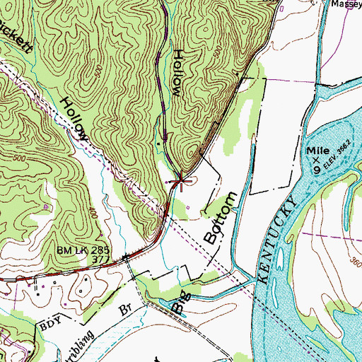 Topographic Map of Box Hollow, TN