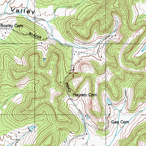 Topographic Map of Boxley Valley School, TN