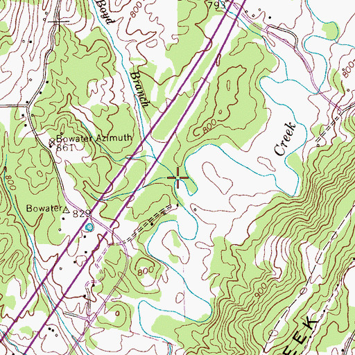 Topographic Map of Boyd Branch, TN